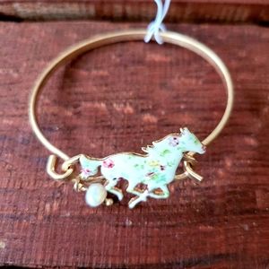 Floral Horse Gold Tone Cowgirl Bracelet
